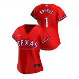 Camiseta Beisbol Mujer Texas Rangers Elvis Andrus Replica Alterno 2020 Rojo