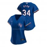 Camiseta Beisbol Mujer Texas Rangers Nolan Ryan Replica Alterno 2020 Azul