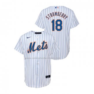 Camiseta Beisbol Nino New York Mets Darryl Strawberry Replica Primera Blanco