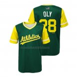 Camiseta Beisbol Nino Oakland Athletics Matt Olson 2018 LLWS Players Weekend Oly Green
