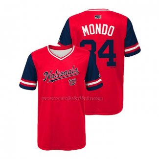 Camiseta Beisbol Nino Washington Nationals Bryce Harper 2018 LLWS Players Weekend Mondo Rojo