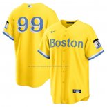 Camiseta Beisbol Hombre Boston Red Sox Alex Verdugo 2021 City Connect Replica Oro