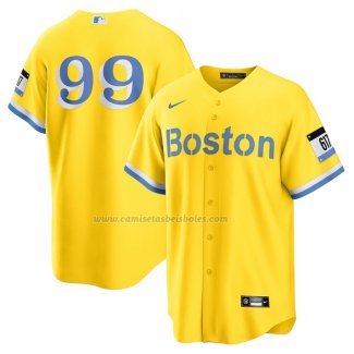 Camiseta Beisbol Hombre Boston Red Sox Alex Verdugo 2021 City Connect Replica Oro