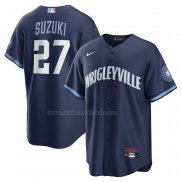 Camiseta Beisbol Hombre Chicago Cubs Seiya Suzuki City Connect Replica Azul