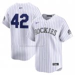 Camiseta Beisbol Hombre Colorado Rockies 2024 Jackie Robinson Day Primera Limited Blanco Camiseta Beisbol Hombre Colorado Rockies 2024 Jackie Robinson Day Primera Limited Blanco