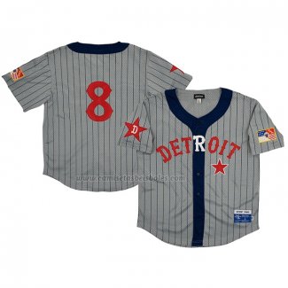 Camiseta Beisbol Hombre Detroit Stars 8 Rings & Crwns Mesh Button Down Replica Gris