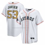 Camiseta Beisbol Hombre Houston Astros Cristian Javier 2023 Gold Collection Replica Blanco Oro Camiseta Beisbol Hombre Houston Astros Cristian Javier 2023 Gold Collection Replica Blanco Oro