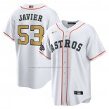 Camiseta Beisbol Hombre Houston Astros Cristian Javier 2023 Gold Collection Replica Blanco Oro