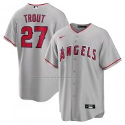 Camiseta Beisbol Hombre Los Angeles Angels Mike Trout Road Replica Silver