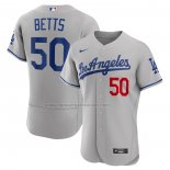Camiseta Beisbol Hombre Los Angeles Dodgers Mookie Betts Segunda Autentico Gris
