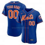 Camiseta Beisbol Hombre New York Mets Alterno Autentico Personalizada Azul