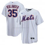 Camiseta Beisbol Hombre New York Mets Justin Verlander Primera Replica Blanco Azul