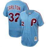 Camiseta Beisbol Hombre Philadelphia Phillies Steve Carlton Mitchell & Ness Cooperstown Collection Autentico Azul