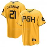 Camiseta Beisbol Hombre Pittsburgh Pirates Roberto Clemente 2023 City Connect Replica Oro