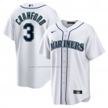 Camiseta Beisbol Hombre Seattle Mariners JP Crawford Primera Replica Blanco