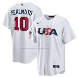 Camiseta Beisbol Hombre USA 2023 J.T. Realmuto Replica Blanco