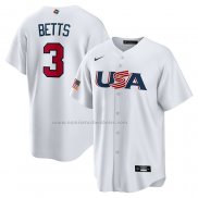 Camiseta Beisbol Hombre USA 2023 Mookie Betts Replica Blanco