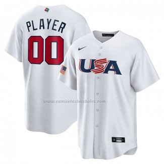 Camiseta Beisbol Hombre USA 2023 Personalizada Replica Blanco