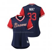 Camiseta Beisbol Mujer Atlanta Braves A.j. Minter 2018 LLWS Players Weekend Mint Azul