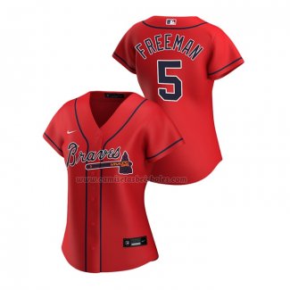 Camiseta Beisbol Mujer Atlanta Braves Freddie Freeman Replica Alterno 2020 Rojo