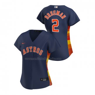 Camiseta Beisbol Mujer Houston Astros Alex Bregman Replica Alterno 2020 Azul