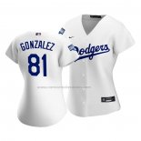 Camiseta Beisbol Mujer Los Angeles Dodgers Victor Gonzalez Replica Primera 2020 Blanco