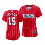 Camiseta Beisbol Mujer Miami Marlins Brian Anderson 2021 City Connect Sugar Kings Rojo Camiseta Beisbol Mujer Miami Marlins Brian Anderson 2021 City Connect Sugar Kings Rojo
