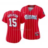 Camiseta Beisbol Mujer Miami Marlins Brian Anderson 2021 City Connect Sugar Kings Rojo