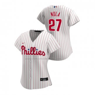 Camiseta Beisbol Mujer Philadelphia Phillies Aaron Nola Replica Primera 2020 Blanco