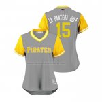 Camiseta Beisbol Mujer Pittsburgh Pirates Adeiny Hechavarria 2018 LLWS Players Weekend La Pantera Uuff Gris