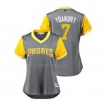 Camiseta Beisbol Mujer San Diego Padres Manuel Margot 2018 LLWS Players Weekend Yoandry Gris