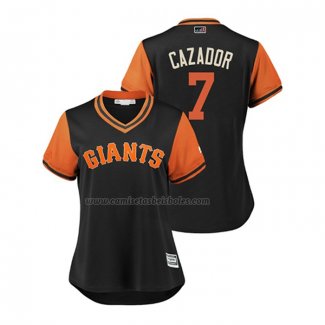 Camiseta Beisbol Mujer San Francisco Giants Gorkys Hernandez 2018 LLWS Players Weekend Cazador Negro