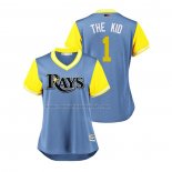 Camiseta Beisbol Mujer Tampa Bay Rays Willy Adames 2018 LLWS Players Weekend The Kid Azul