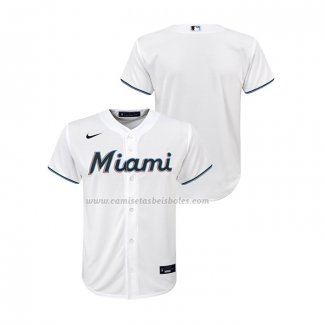 Camiseta Beisbol Nino Miami Marlins Replica Primera Blanco