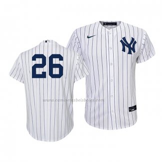 Camiseta Beisbol Nino New York Yankees Dj Lemahieu Replica Primera 2020 Blanco Azul