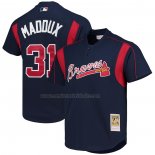 Camiseta Beisbol Hombre Atlanta Braves Greg Maddux Mitchell & Ness Cooperstown Collection Batting Practice Azul