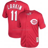 Camiseta Beisbol Hombre Cincinnati Reds Barry Larkin Mitchell & Ness Fashion Cooperstown Collection Mesh Batting Practice Rojo