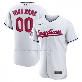 Camiseta Beisbol Hombre Cleveland Guardians Autentico Personalizada Blanco