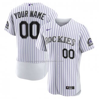 Camiseta Beisbol Hombre Colorado Rockies Primera Autentico Personalizada Blanco