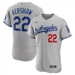 Camiseta Beisbol Hombre Los Angeles Dodgers Clayton Kershaw Road Autentico Gris