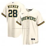 Camiseta Beisbol Hombre Milwaukee Brewers Joey Wiemer Primera Replica Crema