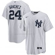 Camiseta Beisbol Hombre New York Yankees Gary Sanchez Primera Replica Blanco