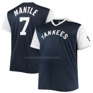 Camiseta Beisbol Hombre New York Yankees Mickey Mantle Cooperstown Collection Replica Azul