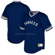 Camiseta Beisbol Hombre New York Yankees Mitchell & Ness Big & Tall Cooperstown Collection Mesh Wordmark V-Neck Azul