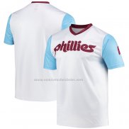 Camiseta Beisbol Hombre Philadelphia Phillies Cooperstown Collection Wordmark V-Neck Blanco
