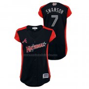 Camiseta Beisbol Mujer All Star 2019 Atlanta Braves Dansby Swanson Workout National League Azul