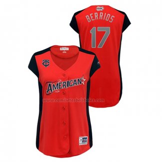 Camiseta Beisbol Mujer All Star 2019 Minnesota Twins Jose Berrios Workout American League Rojo