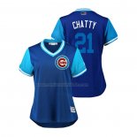 Camiseta Beisbol Mujer Chicago Cubs Tyler Chatwood 2018 LLWS Players Weekend Chatty Azul