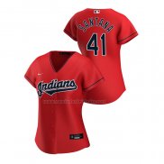Camiseta Beisbol Mujer Cleveland Guardians Carlos Santana Replica Alterno 2020 Rojo