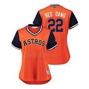 Camiseta Beisbol Mujer Houston Astros Josh Reddick 2018 LLWS Players Weekend Rojo Dawg Orange